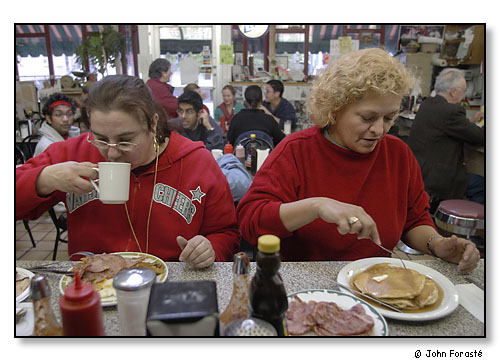 Breakfast pancakes. Louie's Restaurant, Providence, Rhode Island. May 2003.