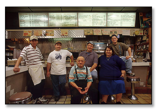 The Gianfrancesco family and staff, Louie's Restaurant (aka Loui's, Louis'). <br>Providence, Rhode Island. January 1997.