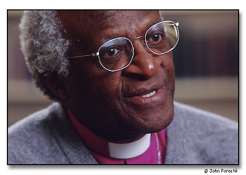 Desmond Tutu, Archbishop of the Anglican Church, Cape Town, South Africa, 1984 Nobel Peace Prize winner. <br>During interview for the Brown Alumni Magazine, Providence, Rhode Island. February 1999.