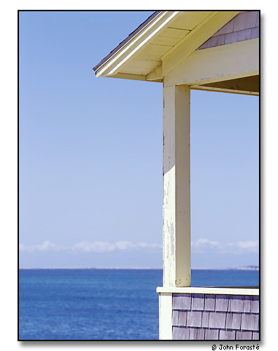 Porch on summer day. Cape Cod Bay, Provincetown, Massachusetts. May 2001.