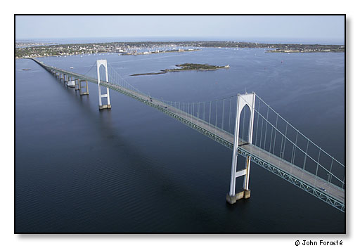 The Claiborne Pell Bridge (aka Newport Bridge). <br>Jamestown/Newport, Rhode Island. May 2003.